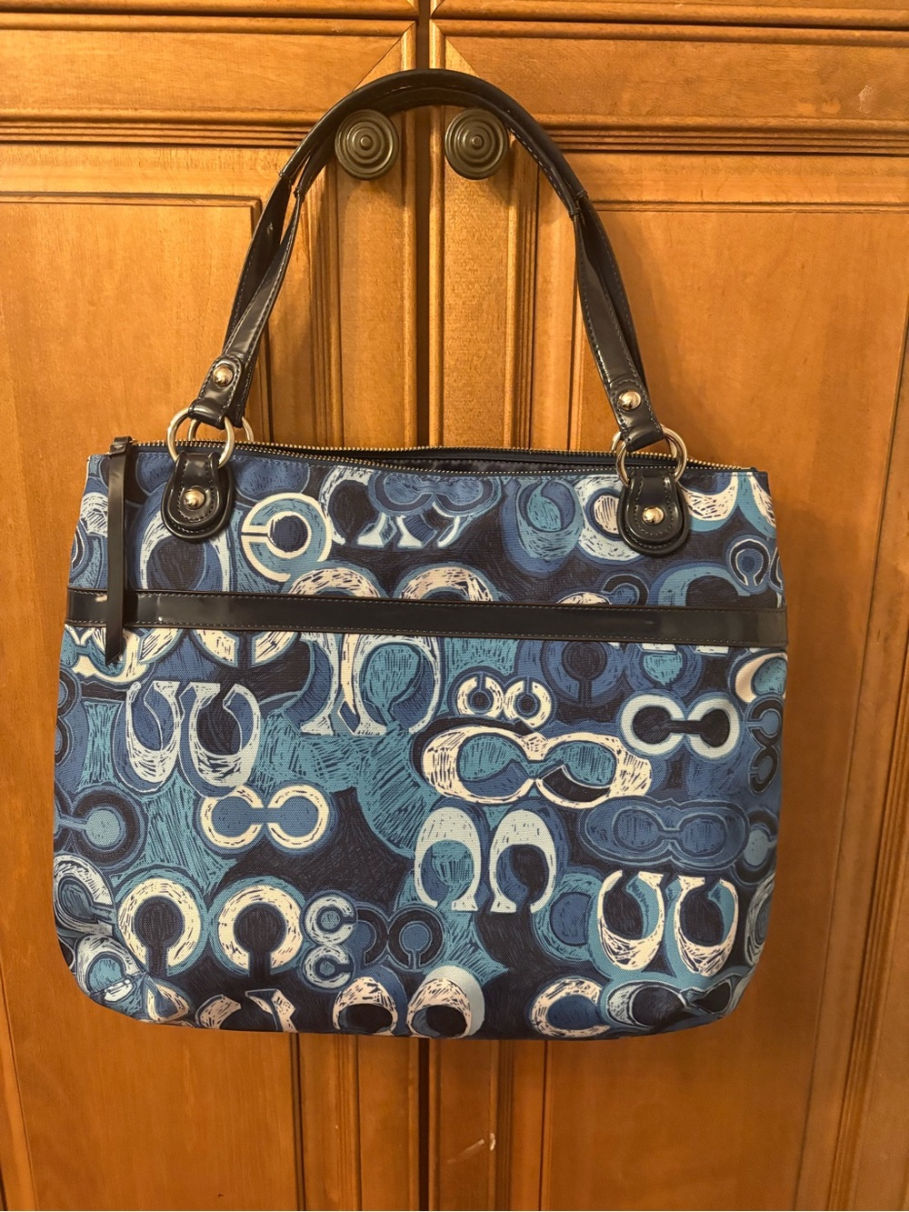 Coach Y2K Poppy 2013 NWT Blue Multi Signature Pattern Shoulder Bag